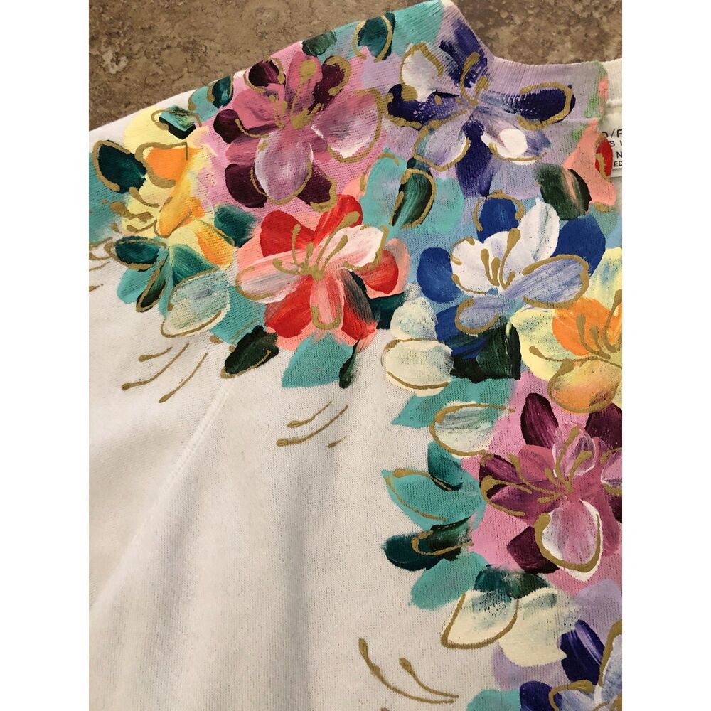 Vtg 80s Horito Fulgenzi Hand Paint Open Cardigan Jacket Art to Wear Retro Sz XL - Picture 10 of 13